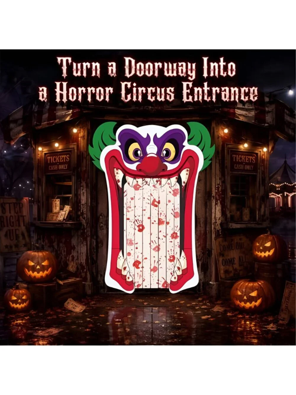 Halloween Clown Door Decorations Giant Scary Mouth Haunted House Backdrop